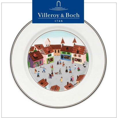 [해외][Villeroy&amp;Boch] 빌레로이앤보흐 Design Naif Salad Plate No.4 Old Village Square 디자인나이프 (4pcs) (21cm)
