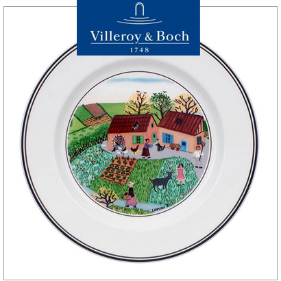 [해외][Villeroy&amp;Boch] 빌레로이앤보흐 Design Naif Bread and Butter Plate No5.Family Farm 디자인나이프 (4pcs) (17cm)